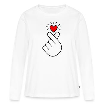 K-Pop Herz, Korea, Fingerherz, K-drama, koreanisch - Frauen Premium Bio Langarmshirt - Weiß - Vorne - Julia (174cm)