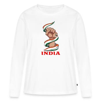 Inde Inde Hindu Pride Drapeau Pays I Cadeau - T-shirt manches longues Premium bio Femme - blanc - Devant - Julia (174cm)