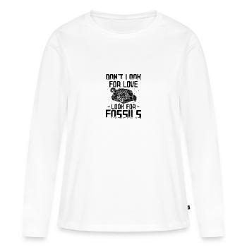 Collectionneurs de fossiles | Dinosaures Fossiles Cadeaux - T-shirt manches longues Premium bio Femme - blanc - Devant - Julia (174cm)