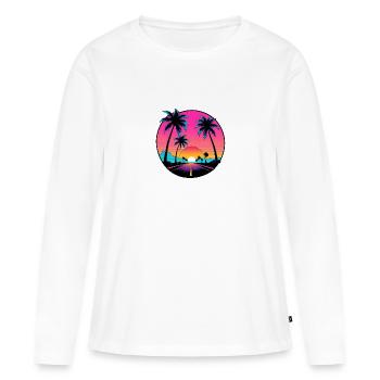Beach road sunset driving on a lonely road. - Women's Premium Organic Long Sleeve Shirt - white - Front - Julia (174cm)