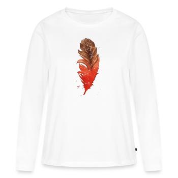 Feder - Frauen Premium Bio Langarmshirt - Weiß - Vorne - Julia (174cm)