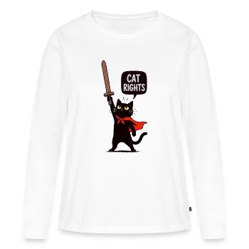Gato Guerrero für Katzenrechte - Frauen Premium Bio Langarmshirt - Weiß - Vorne - Julia (174cm)