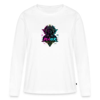 Player Neon Gamer Mask – No Limits - Frauen Premium Bio Langarmshirt - Weiß - Vorne - Julia (174cm)