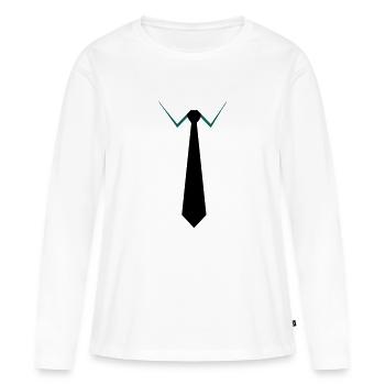 Cravate - T-shirt manches longues Premium bio Femme - blanc - Devant - Julia (174cm)