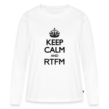 Keep calm and RTFM - T-shirt manches longues Premium bio Femme - blanc - Devant - Julia (174cm)