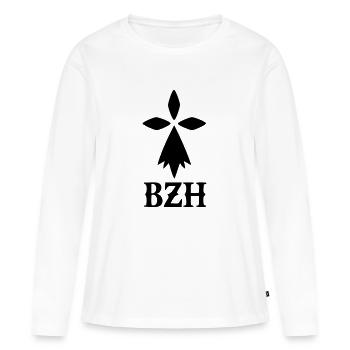 Hermine breton Bretagne BZH - Frauen Premium Bio Langarmshirt - Weiß - Vorne - Julia (174cm)