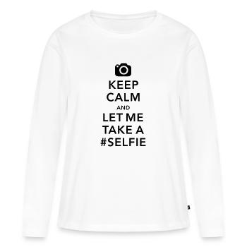 funny Keep calm take a selfie #selfie meme - T-shirt manches longues Premium bio Femme - blanc - Devant - Julia (174cm)