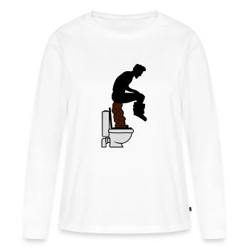 loo toilettes énorme gros gâteaux merde de toilett - T-shirt manches longues Premium bio Femme - blanc - Devant - Julia (174cm)