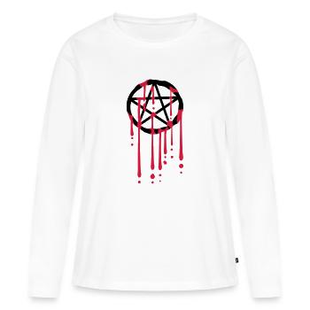Blood drops pentagram - Women's Premium Organic Long Sleeve Shirt - white - Front - Julia (174cm)