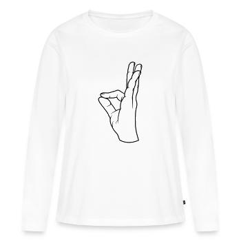 Geste de la main parfait très savoureux - T-shirt manches longues Premium bio Femme - blanc - Devant - Julia (174cm)