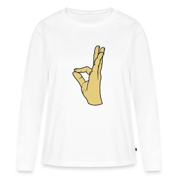 Parfait geste de la main très savoureux - T-shirt manches longues Premium bio Femme - blanc - Devant - Julia (174cm)
