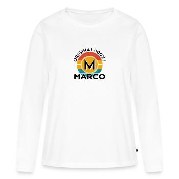 Marco - Frauen Premium Bio Langarmshirt - Weiß - Vorne - Julia (174cm)