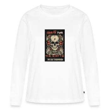 Totenkopf-Poster soll sein oder nicht - Frauen Premium Bio Langarmshirt - Weiß - Vorne - Julia (174cm)