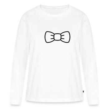 Minimale Fliege - Frauen Premium Bio Langarmshirt - Weiß - Vorne - Julia (174cm)