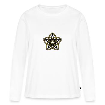 Fleur de Vénus Nombre d’Or Spiritualité Astronomie - T-shirt manches longues Premium bio Femme - blanc - Devant - Julia (174cm)