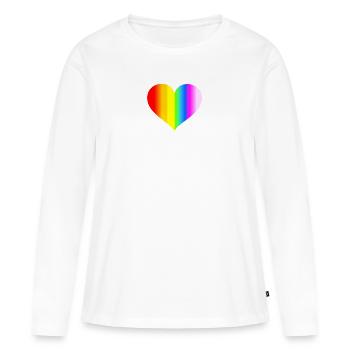 Herz Regenbogen - Frauen Premium Bio Langarmshirt - Weiß - Vorne - Julia (174cm)
