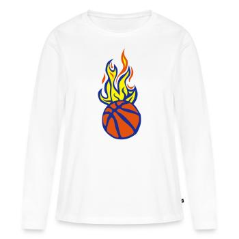 ballon basketball flamme flame - T-shirt manches longues Premium bio Femme - blanc - Devant - Julia (174cm)