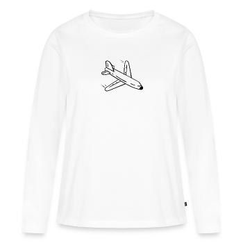 avion - T-shirt manches longues Premium bio Femme - blanc - Devant - Julia (174cm)