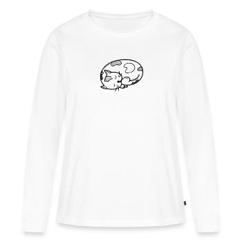 Chat chat dame chaton Kitty Kitty miaou - T-shirt manches longues Premium bio Femme - blanc - Devant - Julia (174cm)