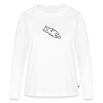Idée cadeau dame chat chaton chat fou - T-shirt manches longues Premium bio Femme - blanc - Devant - Julia (174cm)