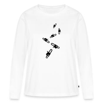 Icône d’icône de tronçonneuse - T-shirt manches longues Premium bio Femme - blanc - Devant - Julia (174cm)