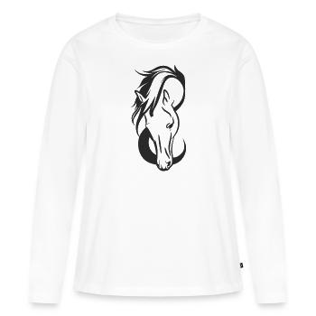 Schöner Pferdekopf - Frauen Premium Bio Langarmshirt - Weiß - Vorne - Julia (174cm)