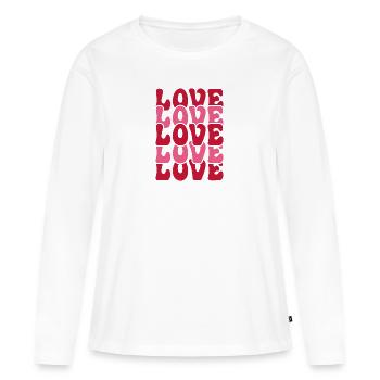 Amour amour amour amour - T-shirt manches longues Premium bio Femme - blanc - Devant - Julia (174cm)