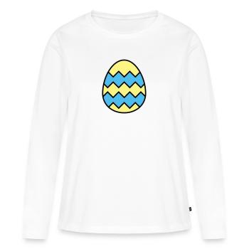 Oeuf de Pâques dentelé - T-shirt manches longues Premium bio Femme - blanc - Devant - Julia (174cm)