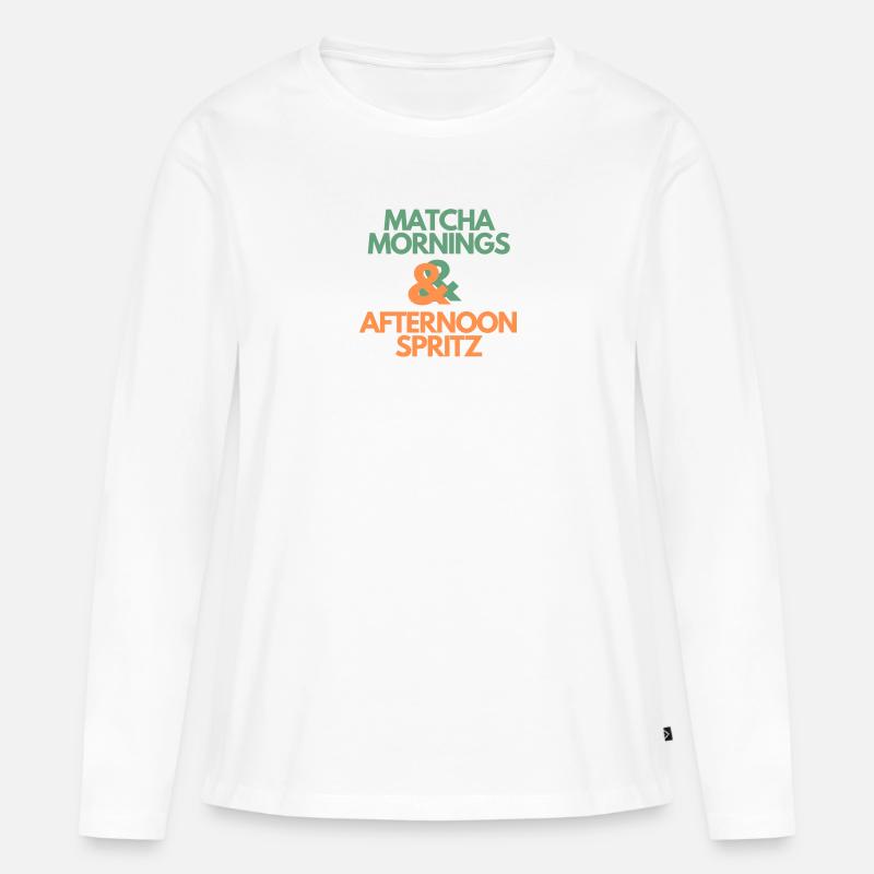 Matcha Mornings & Afternoon Spritz - Frauen Premium Bio Langarmshirt - Weiß