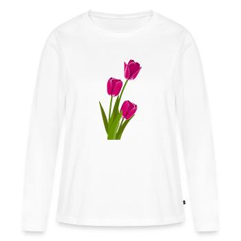 Tulpe Geschenk Geschenkidee - Frauen Premium Bio Langarmshirt - Weiß - Vorne - Julia (174cm)