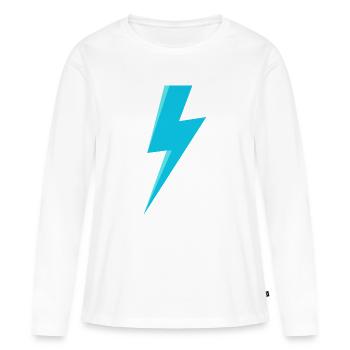 Eclair bleu - T-shirt manches longues Premium bio Femme - blanc - Devant - Julia (174cm)