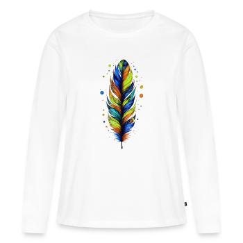 Plume - T-shirt manches longues Premium bio Femme - blanc - Devant - Julia (174cm)