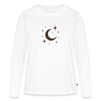 "Lune céleste" - T-shirt manches longues Premium bio Femme - blanc - Devant - Julia (174cm)