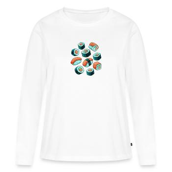 Sushi Muster Cartoon Set - Frauen Premium Bio Langarmshirt - Weiß - Vorne - Julia (174cm)
