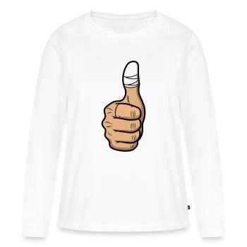 Thumb with plaster – Toi Toi Toi - Women's Premium Organic Long Sleeve Shirt - white - Front - Julia (174cm)