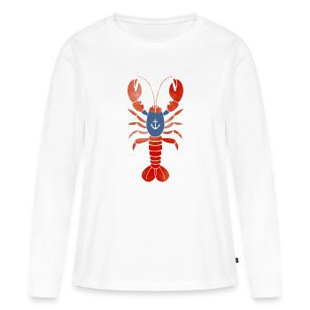 Homard avec chemise d’ancre – Design maritime - T-shirt manches longues Premium bio Femme - blanc - Devant - Julia (174cm)