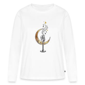 Microphone Crescent Moon vintage – Musique - T-shirt manches longues Premium bio Femme - blanc - Devant - Julia (174cm)