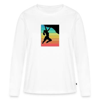 Fels mit Kletterin Kletter Motiv für Frauen - Frauen Premium Bio Langarmshirt - Weiß - Vorne - Julia (174cm)