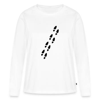 Impressions de chaussure - T-shirt manches longues Premium bio Femme - blanc - Devant - Julia (174cm)