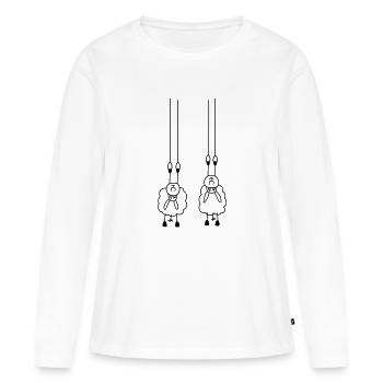 Moutons sur les anneaux - T-shirt manches longues Premium bio Femme - blanc - Devant - Julia (174cm)