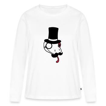 tête monsieur monsieur messieurs cylindre riche monocle bri - T-shirt manches longues Premium bio Femme - blanc - Devant - Julia (174cm)