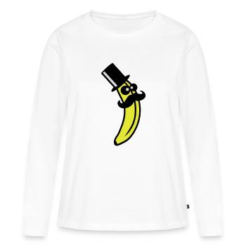 Sir Mustache Banana - T-shirt manches longues Premium bio Femme - blanc - Devant - Julia (174cm)