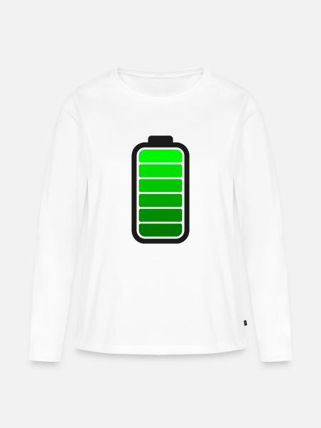 FULL BATTERY - Black - Frauen Premium Bio Langarmshirt - Weiß