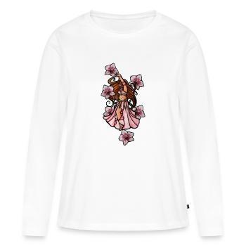 Orchidées de danse du ventre - T-shirt manches longues Premium bio Femme - blanc - Devant - Julia (174cm)