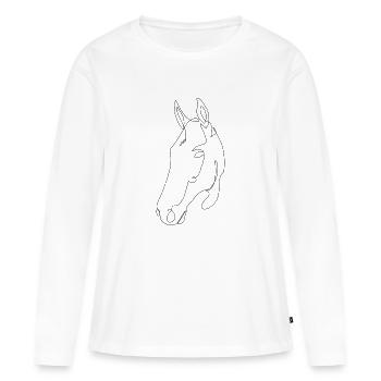 Pferdekopf Deluna - Frauen Premium Bio Langarmshirt - Weiß - Vorne - Julia (174cm)
