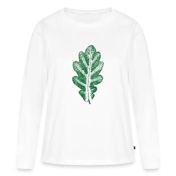 Vert Feuille de Chêne - Monocolore - Feuille/Chêne/ Arbre - T-shirt manches longues Premium bio Femme - blanc - Devant - Julia (174cm)