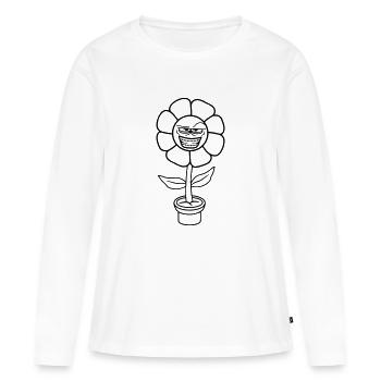 fleur peep méchant méchant méchant cool sourire vilain visage - T-shirt manches longues Premium bio Femme - blanc - Devant - Julia (174cm)
