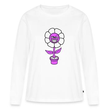 fleur peep méchant méchant méchant cool sourire vilain visage - T-shirt manches longues Premium bio Femme - blanc - Devant - Julia (174cm)