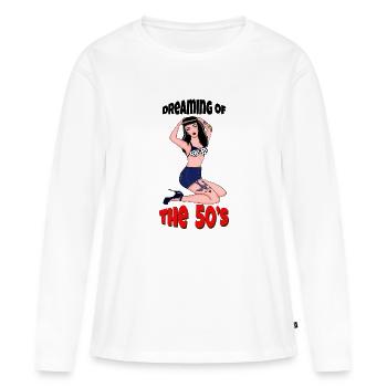 Rêver des années 50 - T-shirt manches longues Premium bio Femme - blanc - Devant - Julia (174cm)