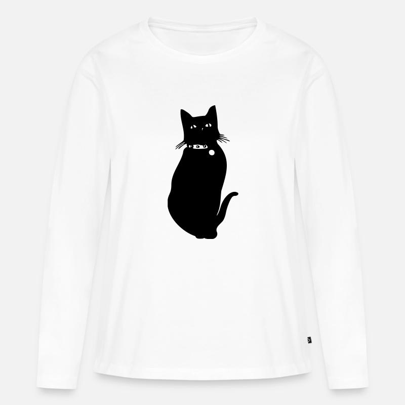KATZE - Frauen Premium Bio Langarmshirt - Weiß